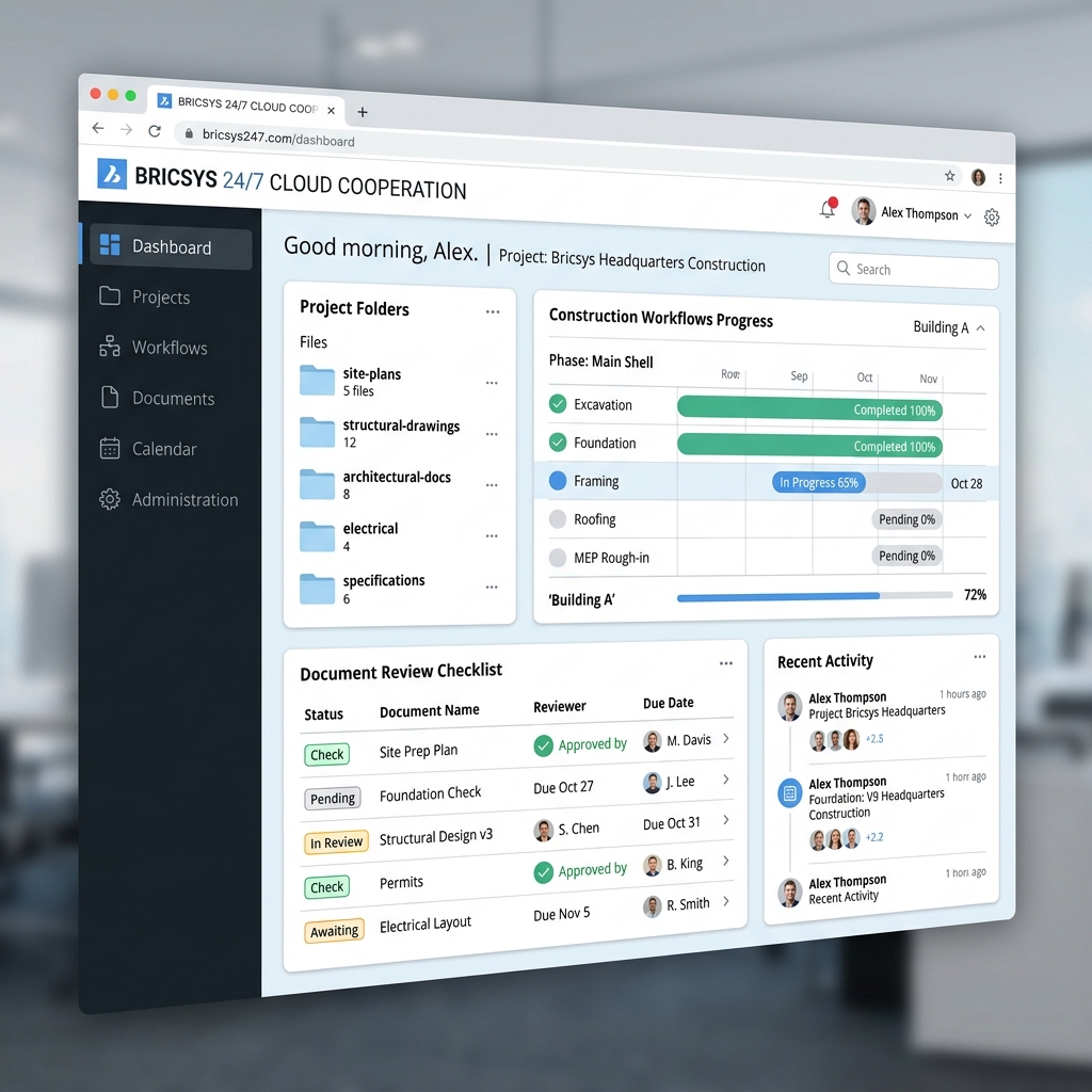 Bricsys 24/7 Cloud Construction Cooperation Web Dashboard Mockup Layout